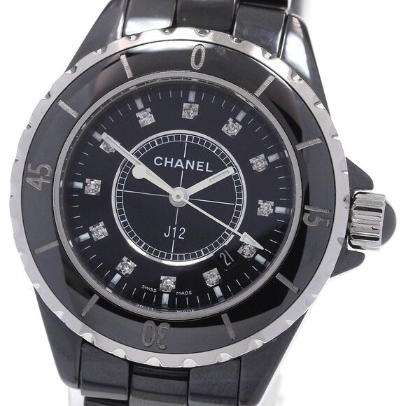 CHANEL J12 H1625 Black ceramic 33mm 12P diamond black Dial Quartz Ladiesh_869402 - Picture 1 of 11